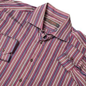 Etro Men's Large 42 Striped Cotton Luxury Designer Dress Shirt Italy